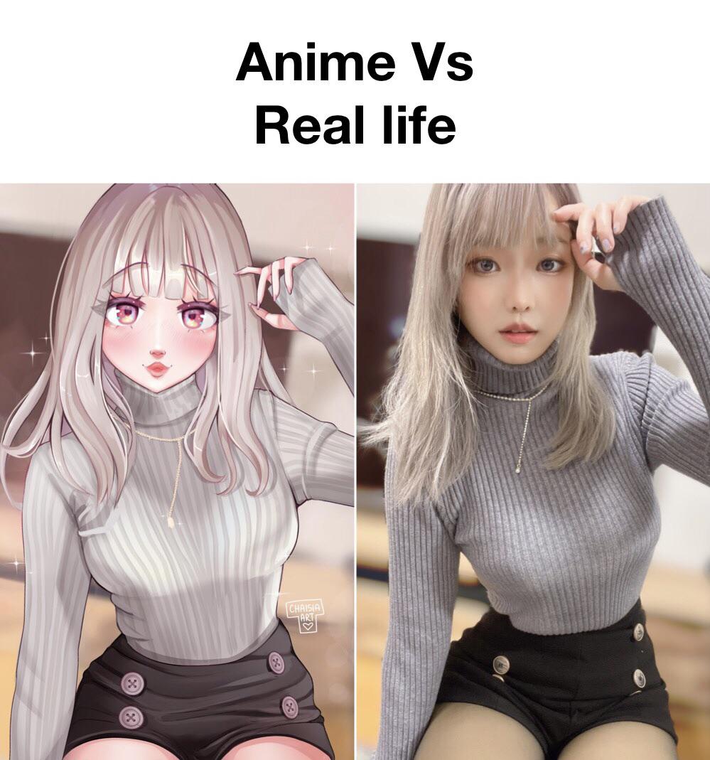 Anime vs Real life Art by Chaisia