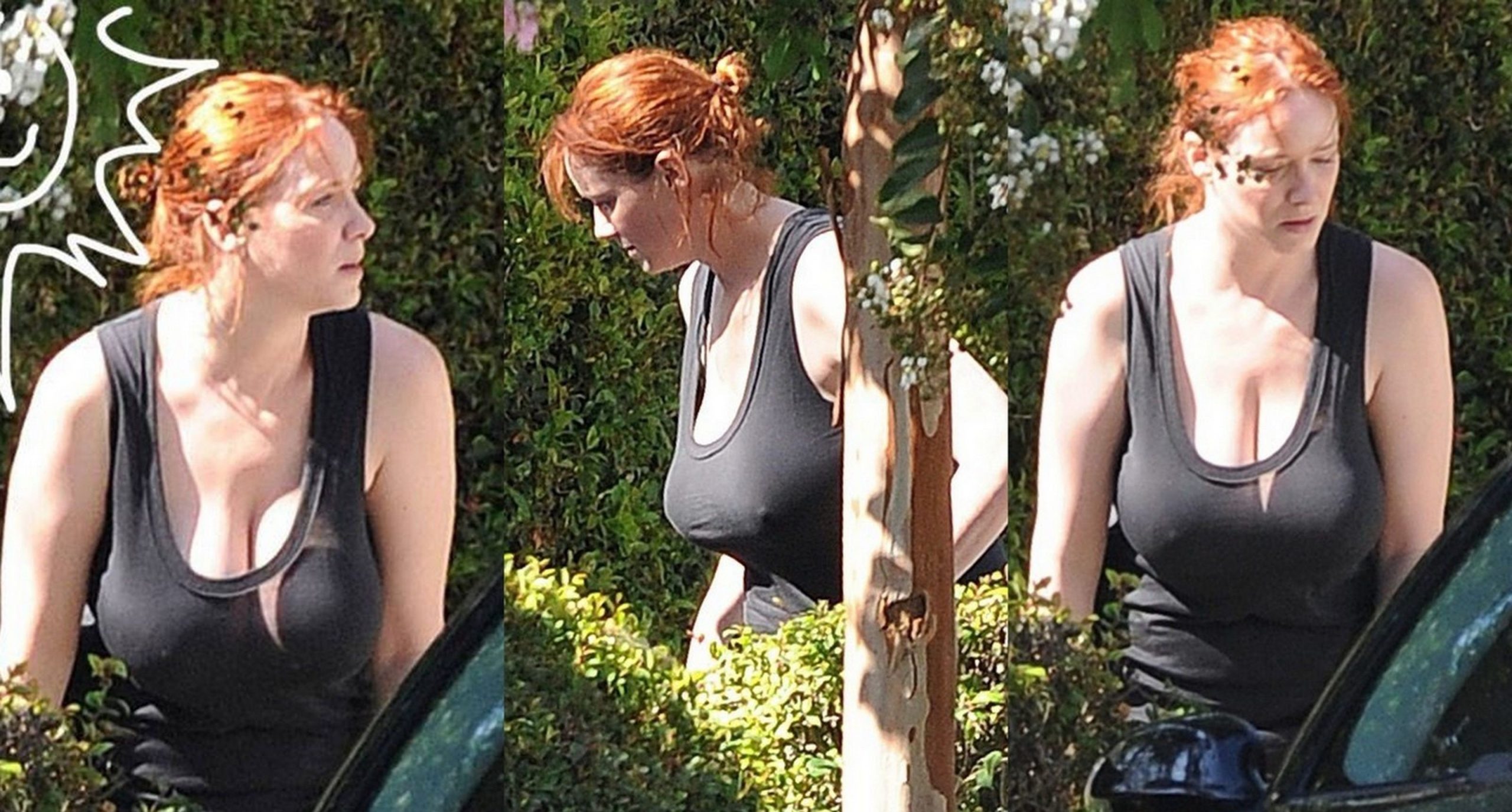 Christina Hendricks Boobs Out Cleavage and See Through Photos