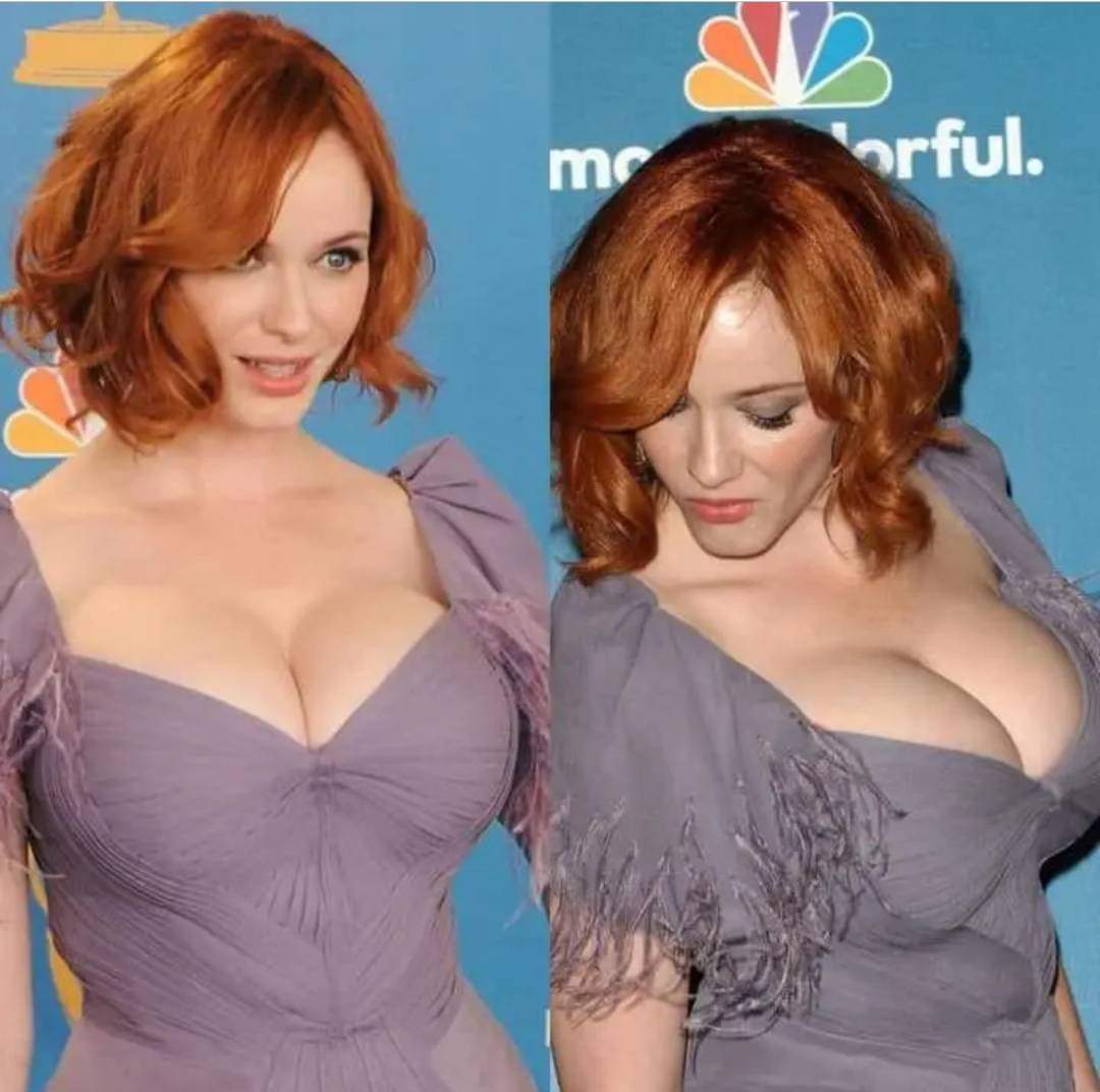 Christina Hendricks Boobs Out Cleavage and See Through Photos