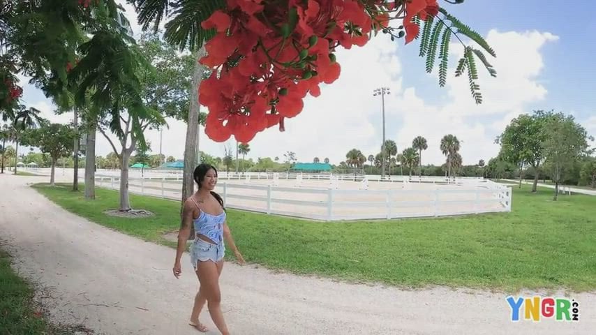 Ameena Green Give A Public Blowjob And Oils Up For