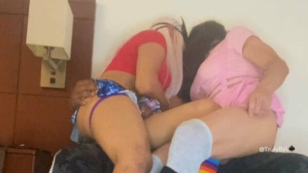 2 sexy sissies 1 big cock 😈 BBC Porn Sex