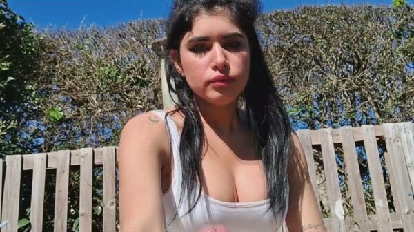 Fucking outdoors and draining this huge cock on my tits