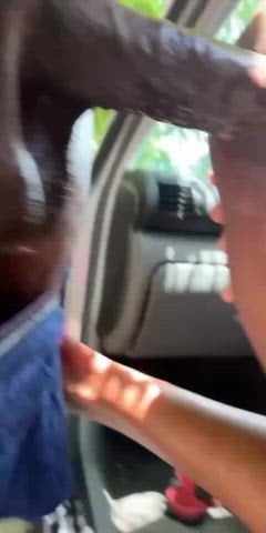 Making her squirt outside her house in my car Black