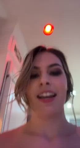 Chanel Camryn admires a big dick whilst on set Nude