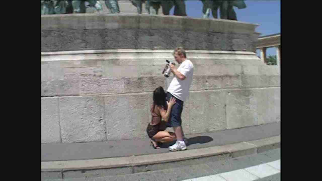 Angelina Crow gets Erik’s hard dick in public square Nude