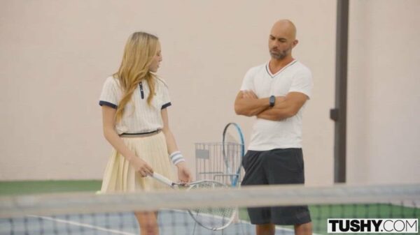 Aubrey Star Lets Her Tennis Teacher Fuck Her Ass Nude